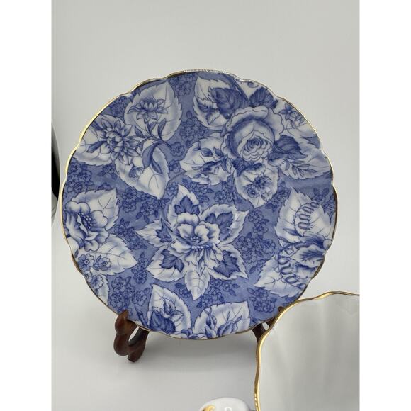 Royal Stafford "Tapestry" Blue White Tea Cup Set Mid Cent Bone China England - Picture 4 of 9